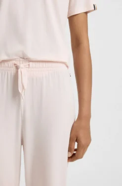 Pyjama-Hose aus Stretch-Baumwolle mit Tunnelzug und Logo-Detail