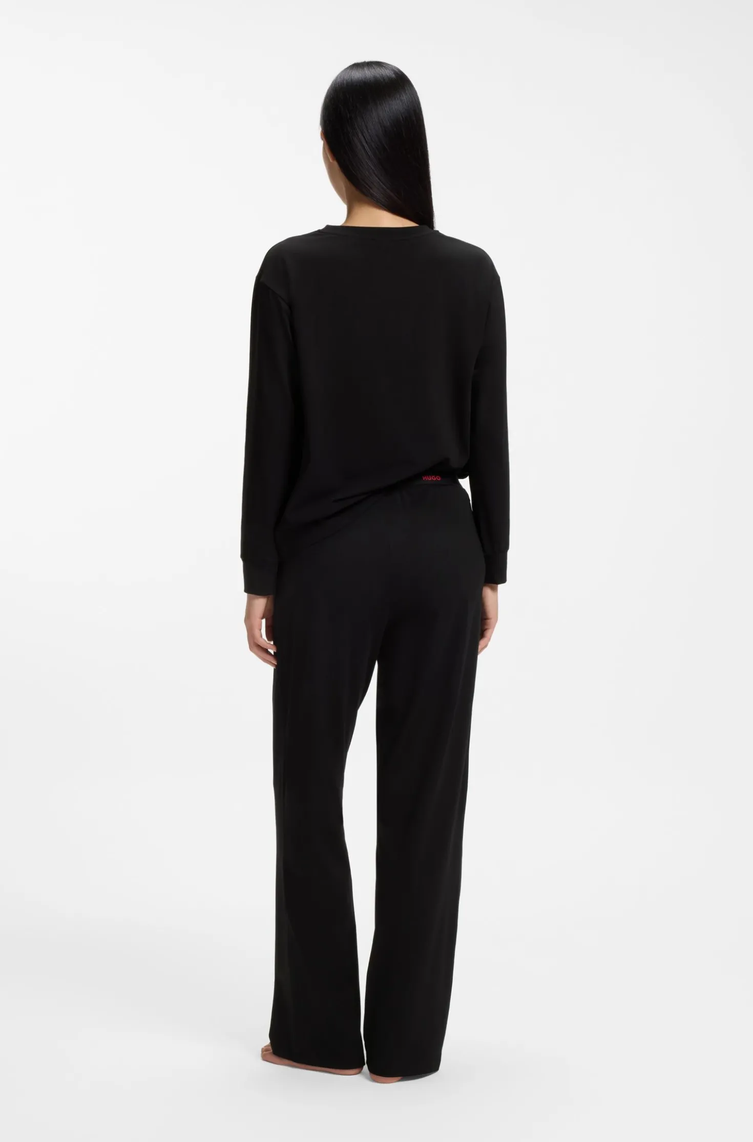 Pyjama-Hose aus Stretch-Baumwolle mit Logos am Bund