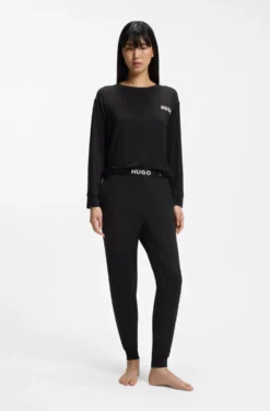 Pyjama-Hose aus Stretch-Jersey mit Logo-Bund und Beinbündchen