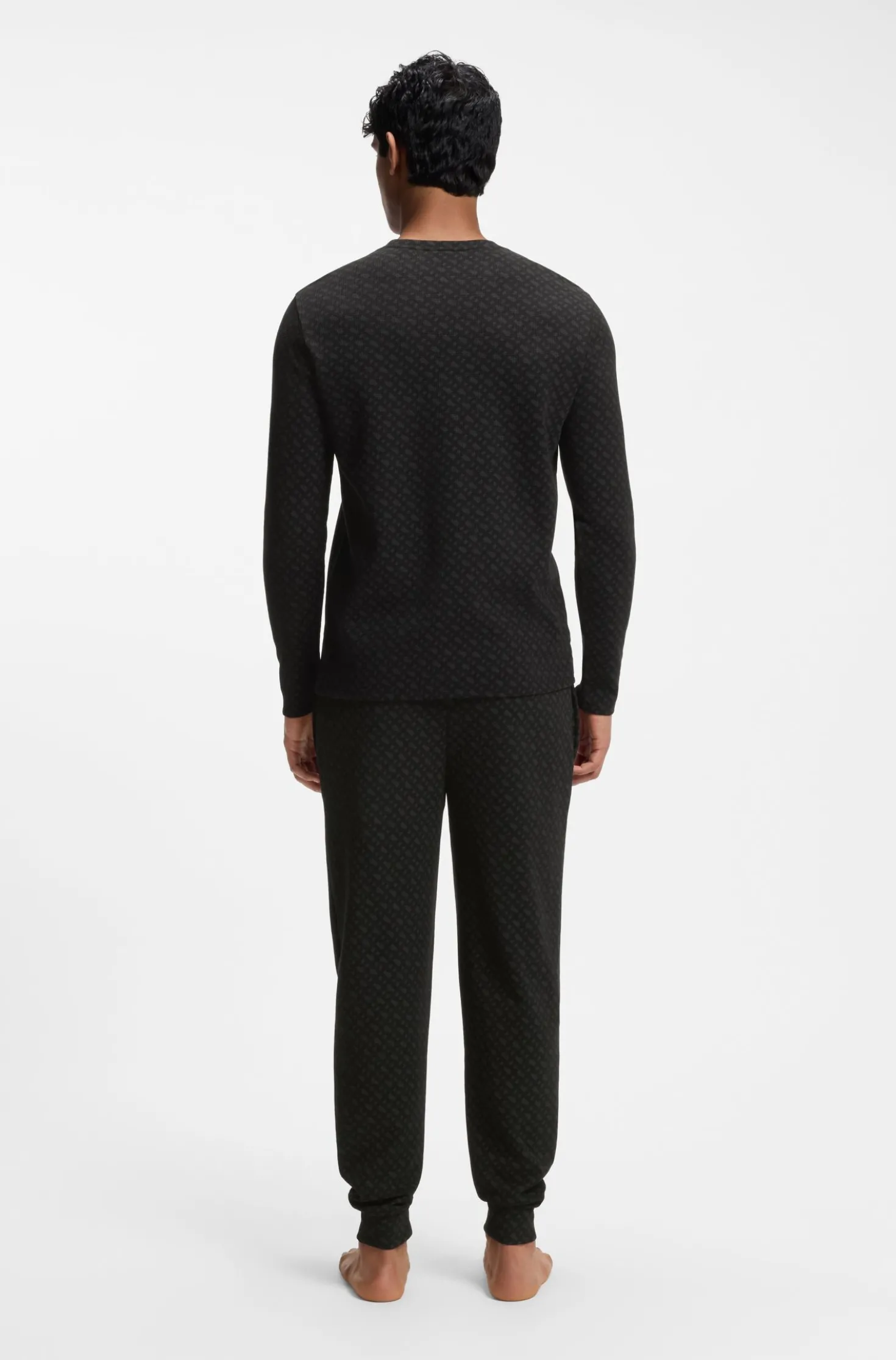 Pyjama-Hose aus Waffelgewebe mit Monogramm-Print und Bündchen
