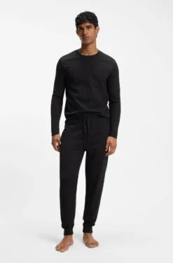 Pyjama-Hose aus Waffelgewebe mit Monogramm-Print und Bündchen