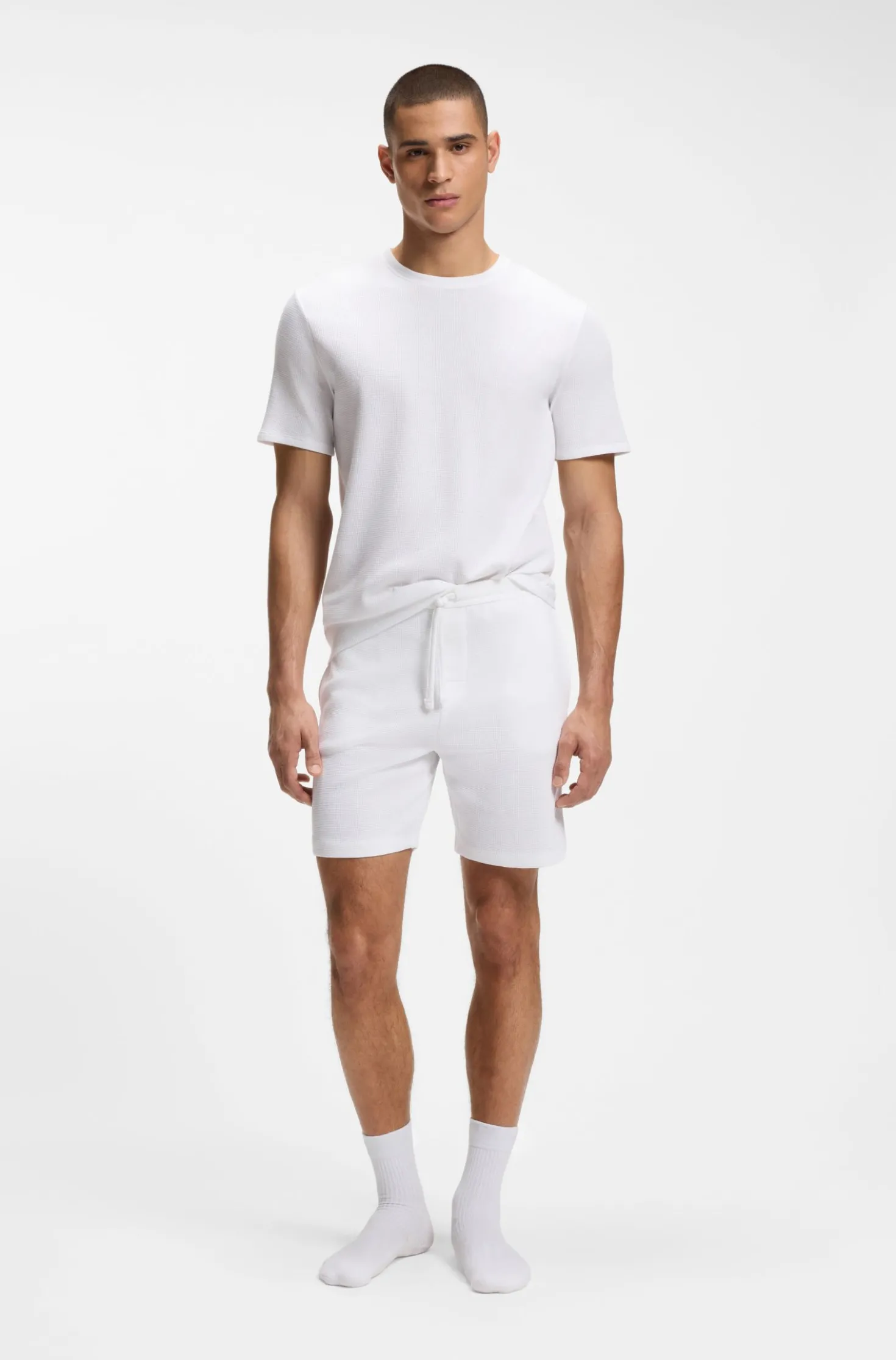 Pyjama-Shirt aus Baumwoll-Mix mit Logo-Stickerei