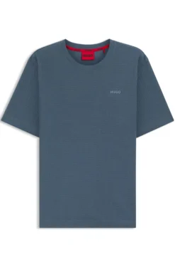 Pyjama-Shirt mit Waffelstruktur und Logo-Stickerei