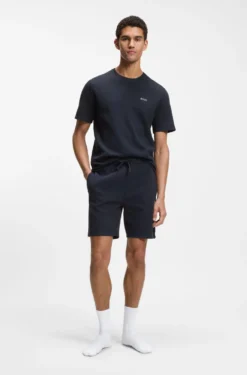 Pyjama-Shorts aus Baumwoll-Mix mit Logo-Stickerei