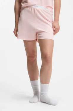 Pyjama-Shorts aus elastischem Baumwoll-Jersey mit Logo-Bund