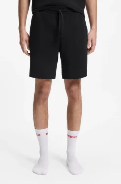 Pyjama-Shorts mit Waffelstruktur und Logo-Stickerei