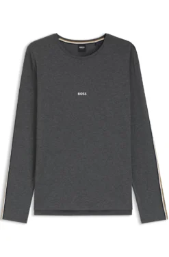 Pyjama-Top aus Baumwolle mit gestreiften Ärmel-Details
