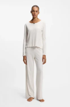 Pyjama-Top aus Pointelle mit Picot-Detail