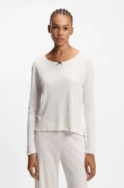 Pyjama-Top aus Pointelle mit Picot-Detail