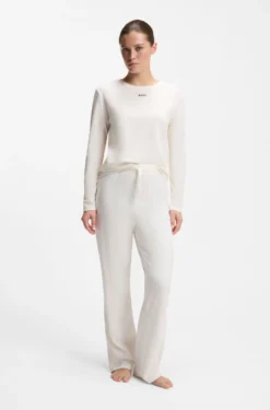Pyjama-Top aus Stretch-Baumwolle mit Logo-Print