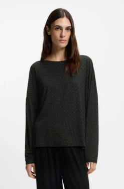 Pyjama-Top mit Monogramm-Print und Fledermausärmeln