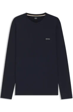 Pyjama-T-Shirt aus Ottoman-Jersey mit Logo-Stickerei