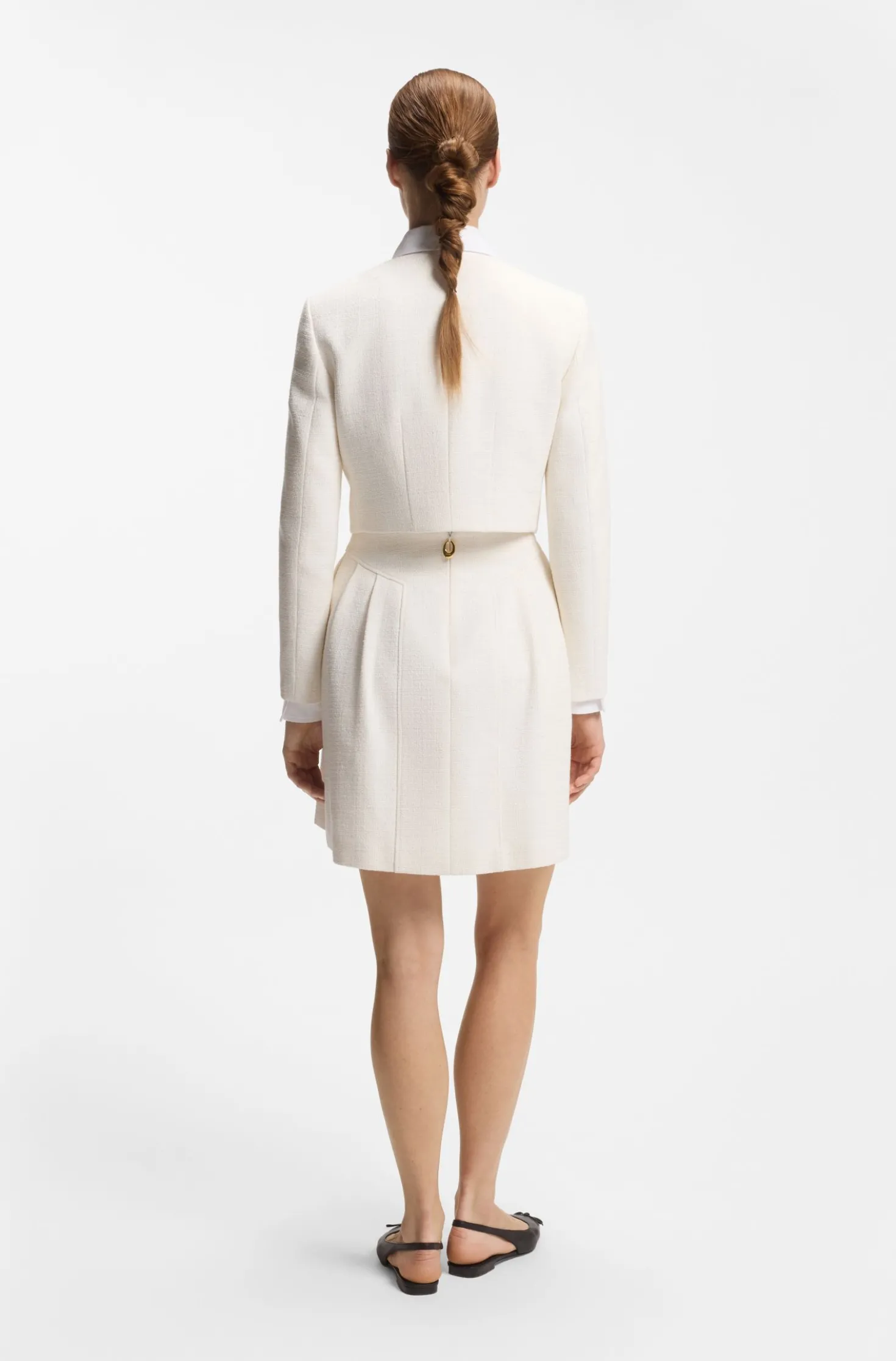 Regular-Fit Blazer aus Baumwoll-Mix in Bouclé