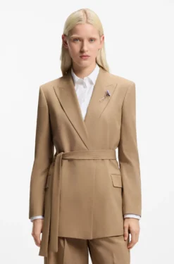 Regular-Fit Blazer aus elastischem meliertem Gewebe
