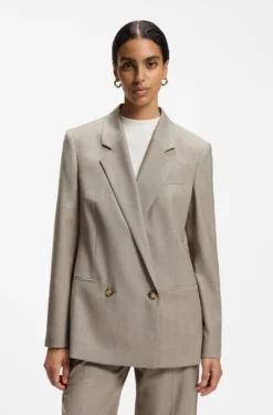 Regular-Fit Blazer aus italienischer Schurwolle mit Stretch-Anteil