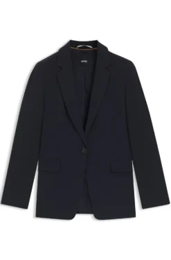 Regular-Fit Blazer aus knitterfreiem Krepp