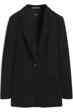 Regular-Fit Blazer aus knitterfreiem Krepp
