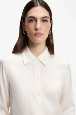 Regular-Fit Bluse aus elastischem Seiden-Satin
