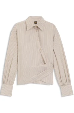 Regular-Fit Bluse aus gestreiftem Baumwoll-Canvas