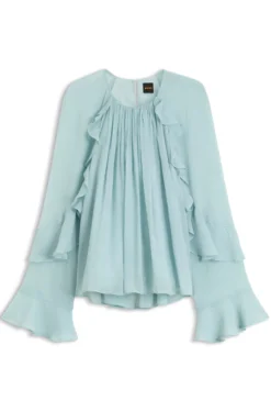 Regular-Fit Bluse aus leichtem Creponne
