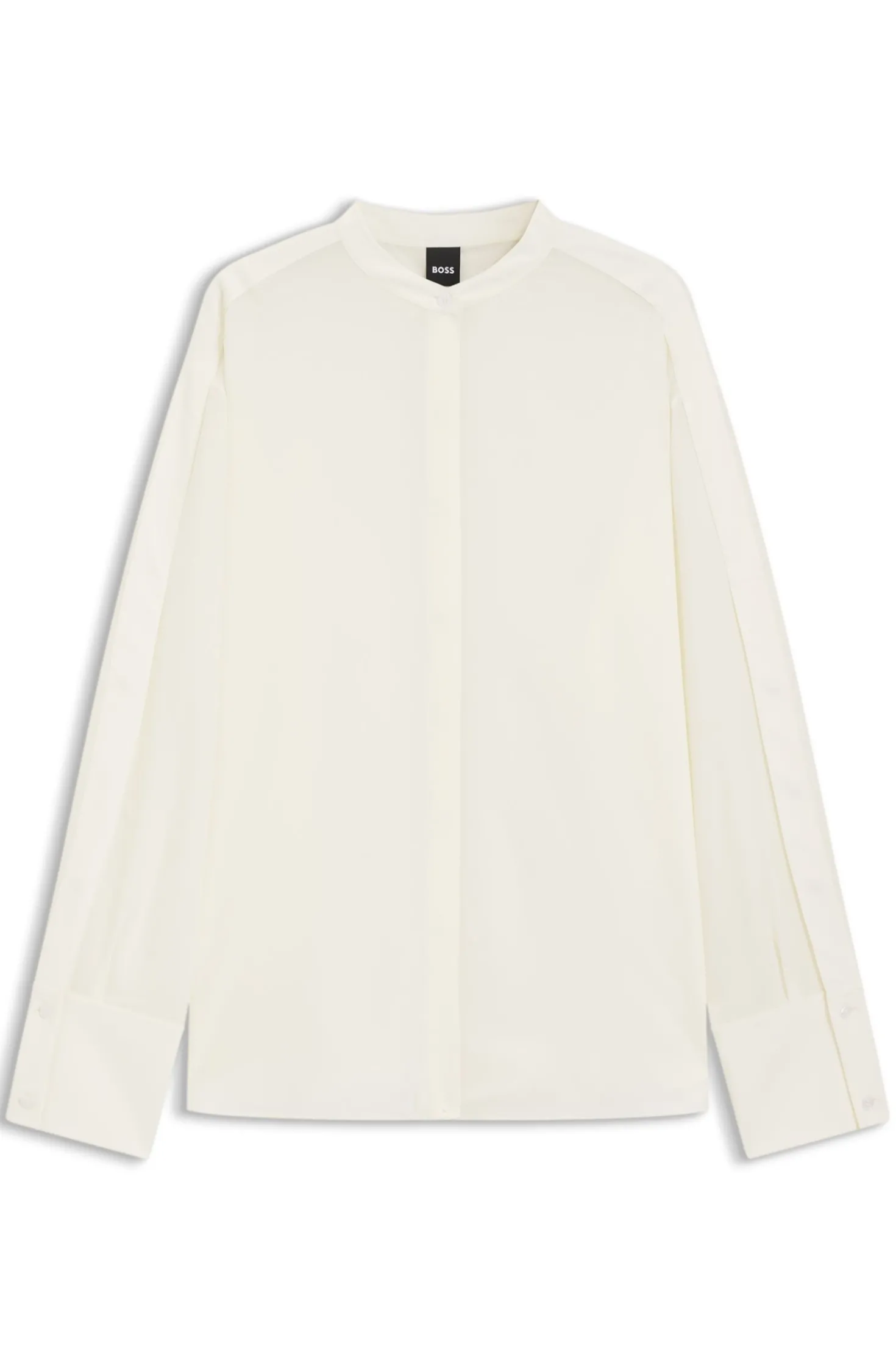 Regular-Fit Bluse aus sandgewaschener Seide mit verstellbaren Manschetten