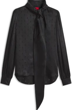 Regular-Fit Bluse aus Satin mit Ausbrenner-Print