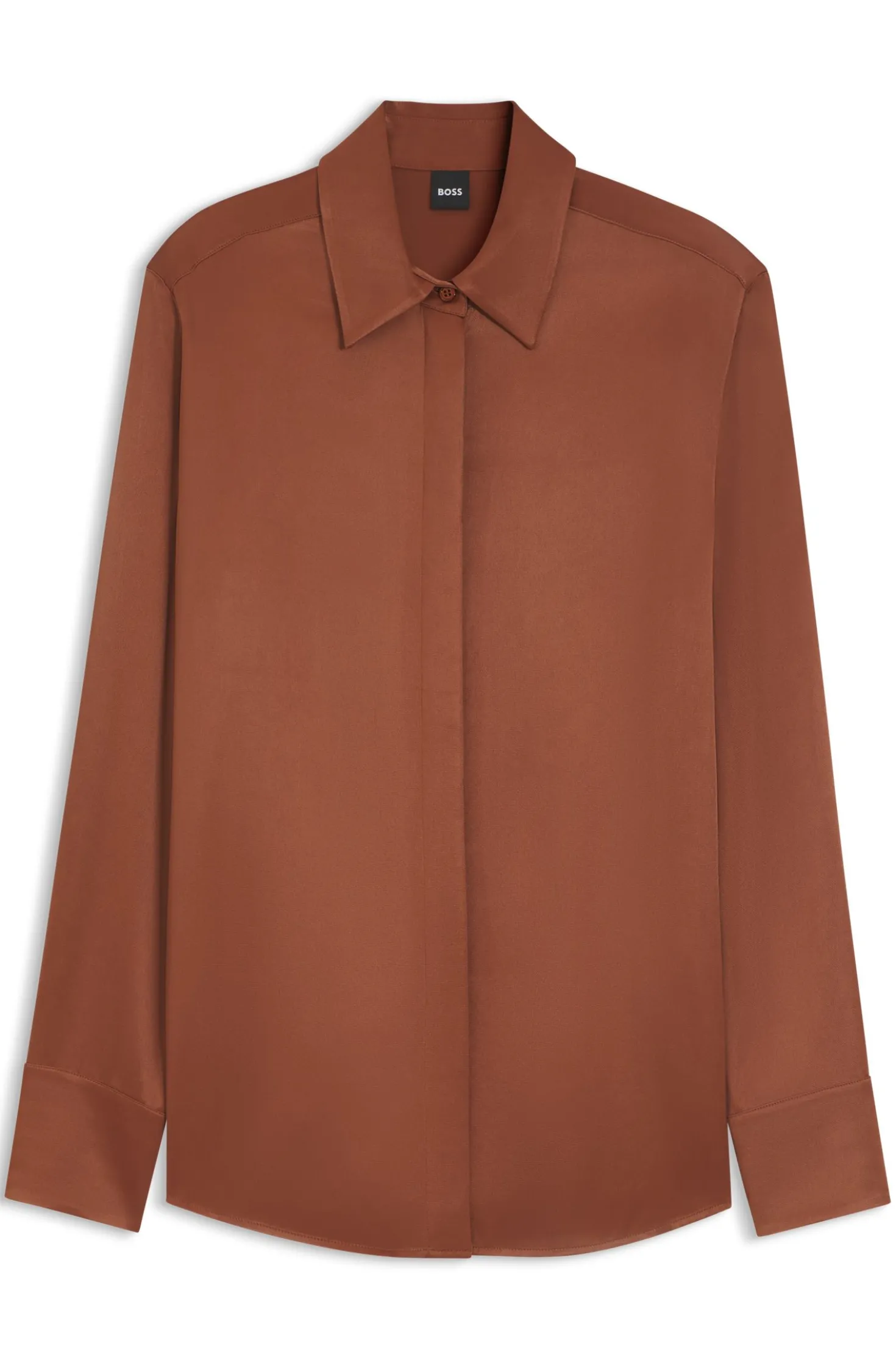 Regular-Fit Bluse aus softem, glänzendem Gewebe