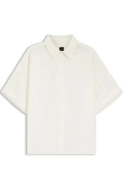 Regular-Fit Bluse mit umgeschlagenen Ärmelbündchen
