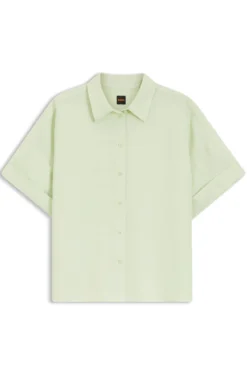 Regular-Fit Bluse mit umgeschlagenen Ärmelbündchen