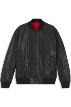 Regular-Fit Bomberjacke aus gemustertem Leder