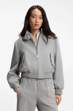 Regular-Fit Bomberjacke aus meliertem Stretch-Twill