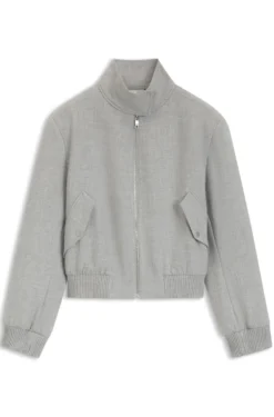 Regular-Fit Bomberjacke aus meliertem Stretch-Twill