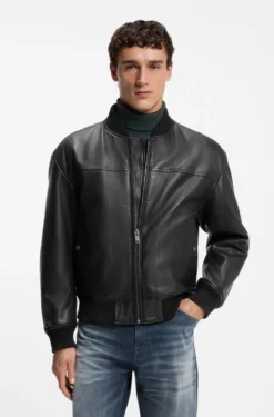 Regular-Fit Bomberjacke aus Nappaleder