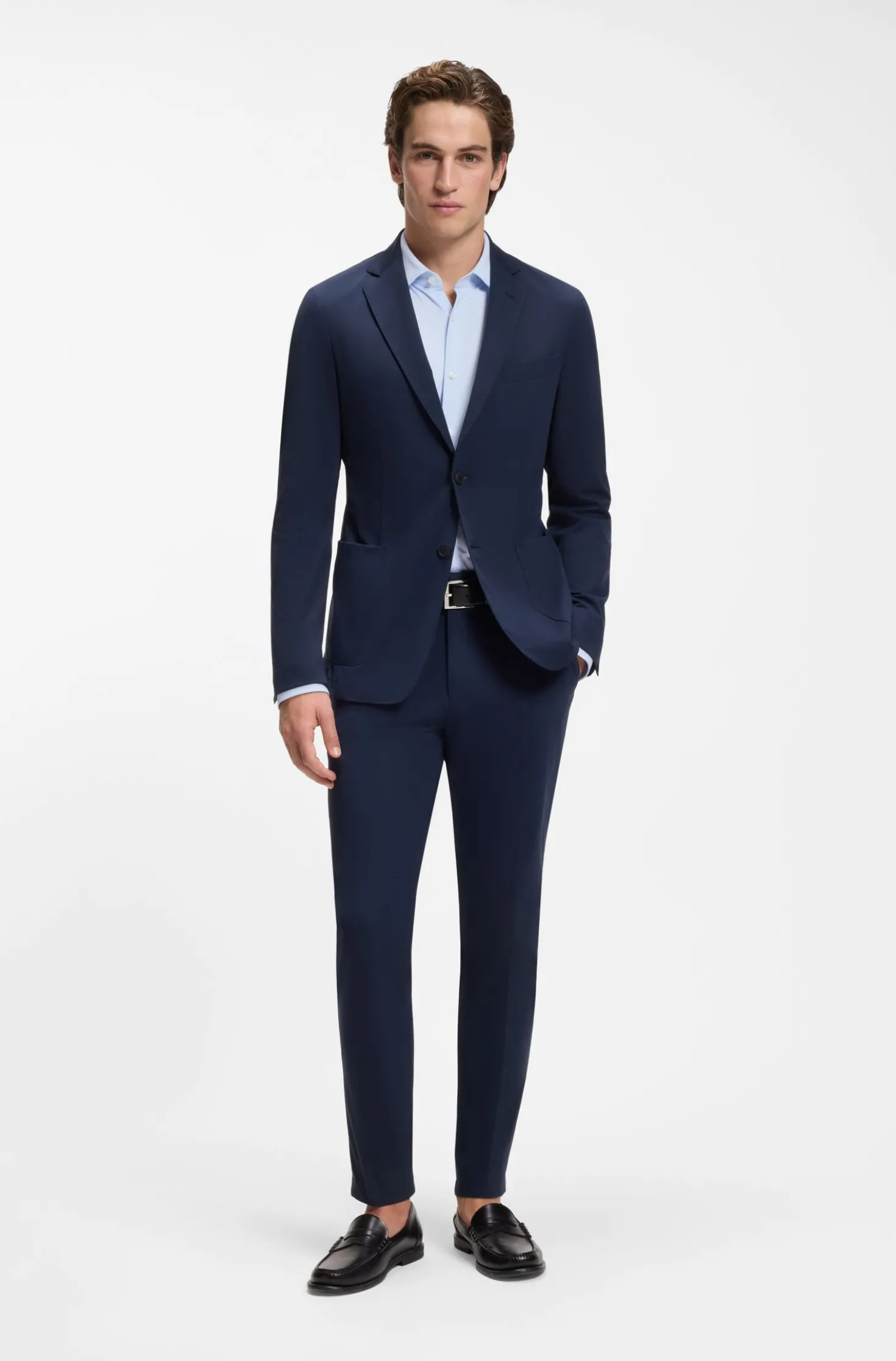 Regular-Fit Business-Hemd aus Stretch-Jersey