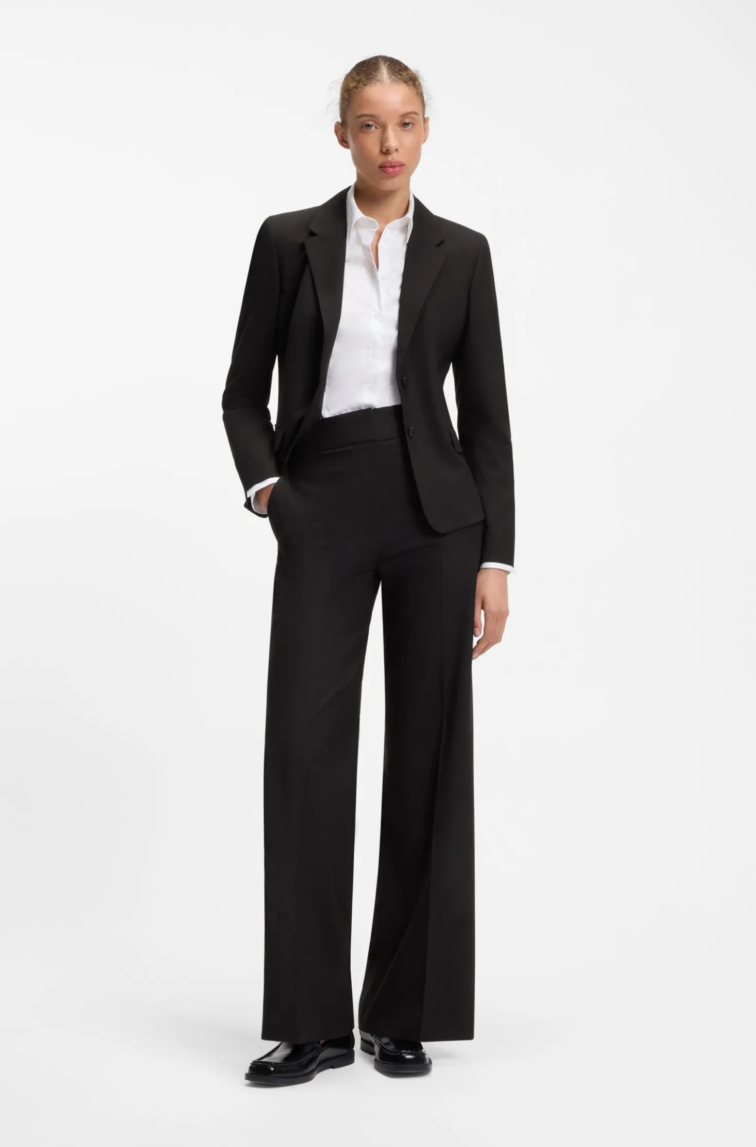 Regular-Fit Ein-Knopf-Blazer aus Stretch-Flanell