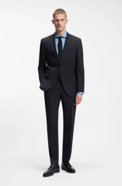 Regular-Fit Hemd aus elastischem Baumwoll-Twill mit bügelleichtem Finish