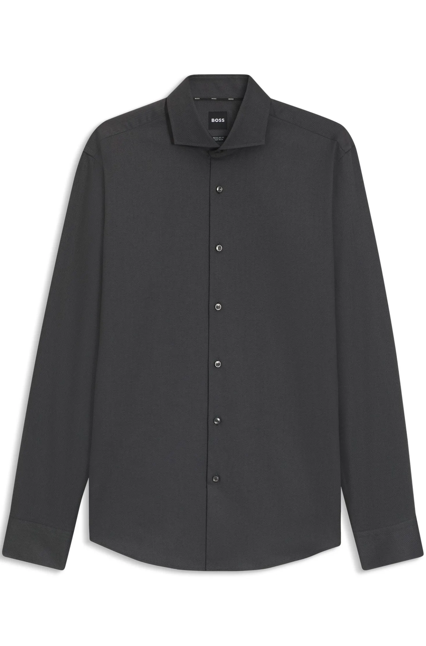 Regular-Fit Hemd aus elastischem Baumwoll-Twill mit bügelleichtem Finish