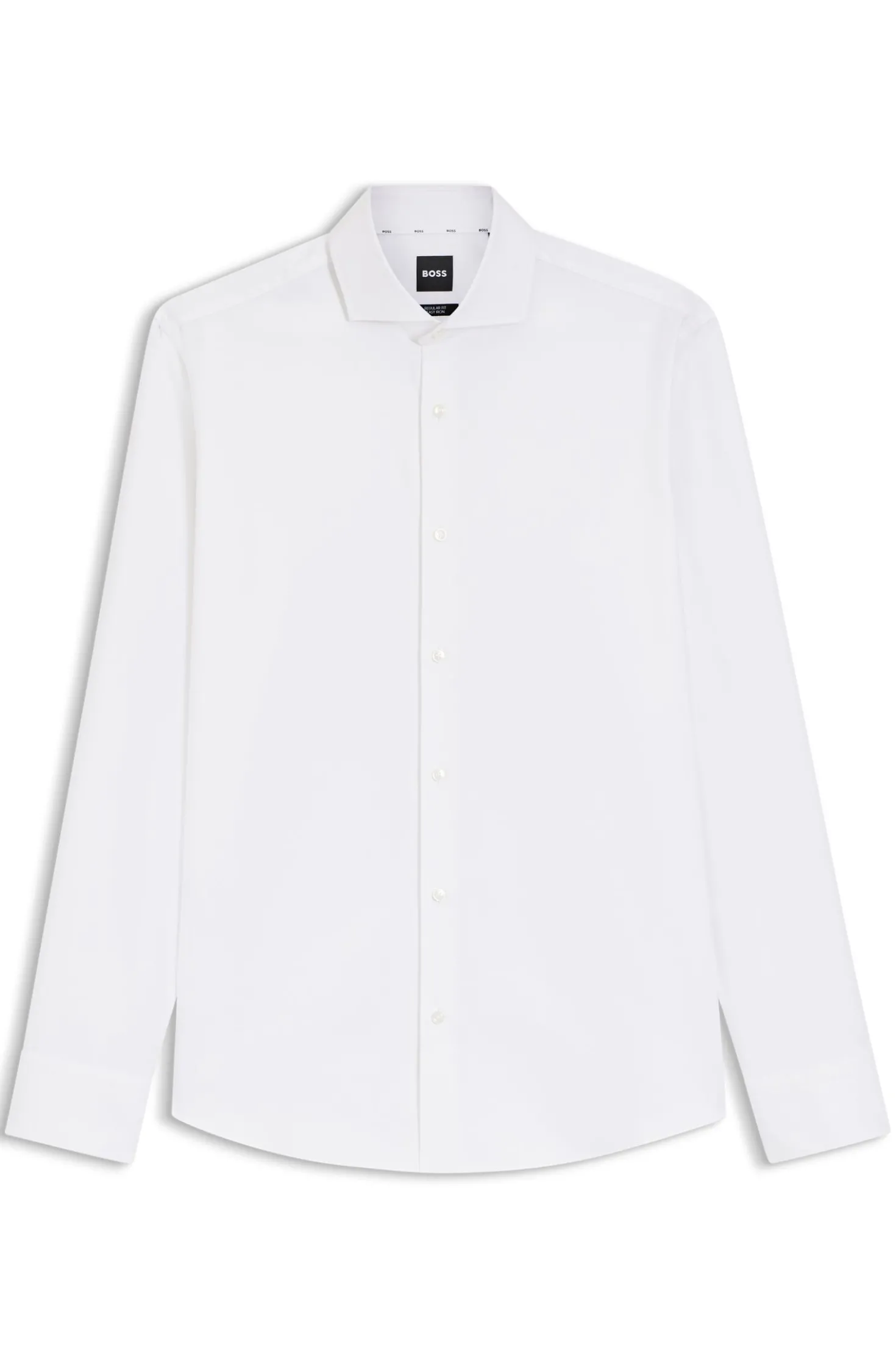 Regular-Fit Hemd aus elastischem Baumwoll-Twill mit bügelleichtem Finish