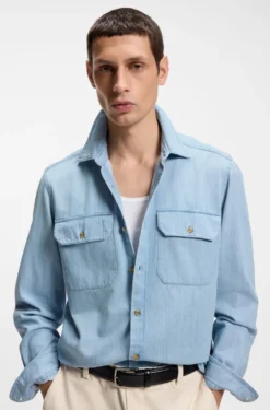 Regular-Fit Hemd aus indigo Denim