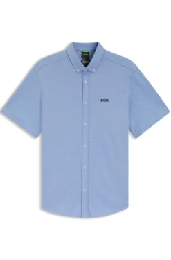 Regular-Fit Hemd aus knitterfreiem Baumwoll-Jersey
