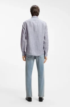 Regular-Fit Hemd aus Leinen mit Streifen-Muster