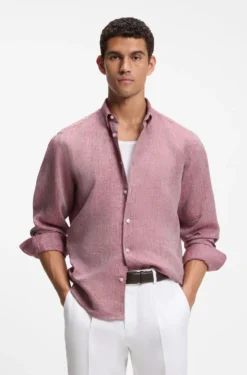 Regular-Fit Hemd aus Leinen mit Button-Down-Kragen