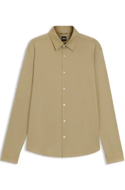 Regular-Fit Hemd aus Performance-Stretch-Jersey mit Oxford-Struktur