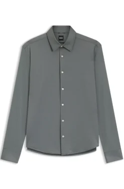 Regular-Fit Hemd aus Performance-Stretch-Jersey mit Oxford-Struktur