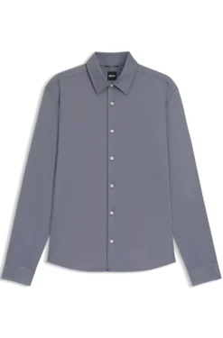 Regular-Fit Hemd aus Performance-Stretch-Jersey mit Oxford-Struktur