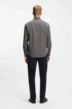 Regular-Fit Hemd aus strukturierter Stretch-Baumwolle mit Karo-Muster