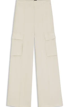 Regular-Fit Hose aus Krepp mit Cargotaschen
