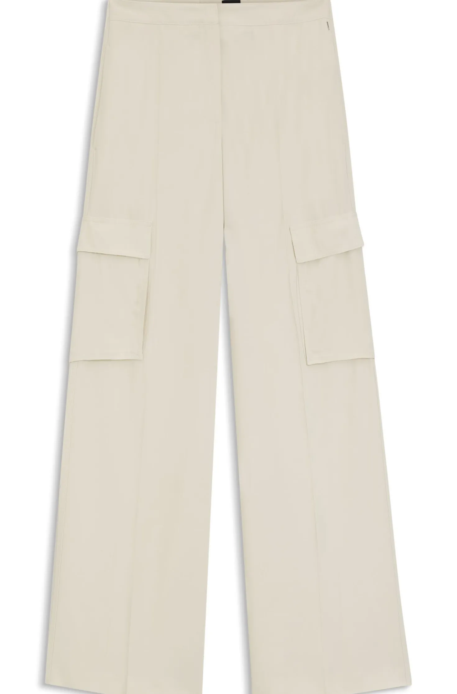 Regular-Fit Hose aus Krepp mit Cargotaschen