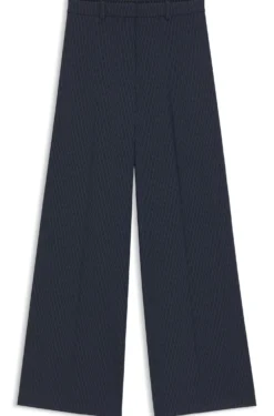 Regular-Fit Hose aus Stretch-Gewebe mit weitem Beinverlauf und Nadelstreifen