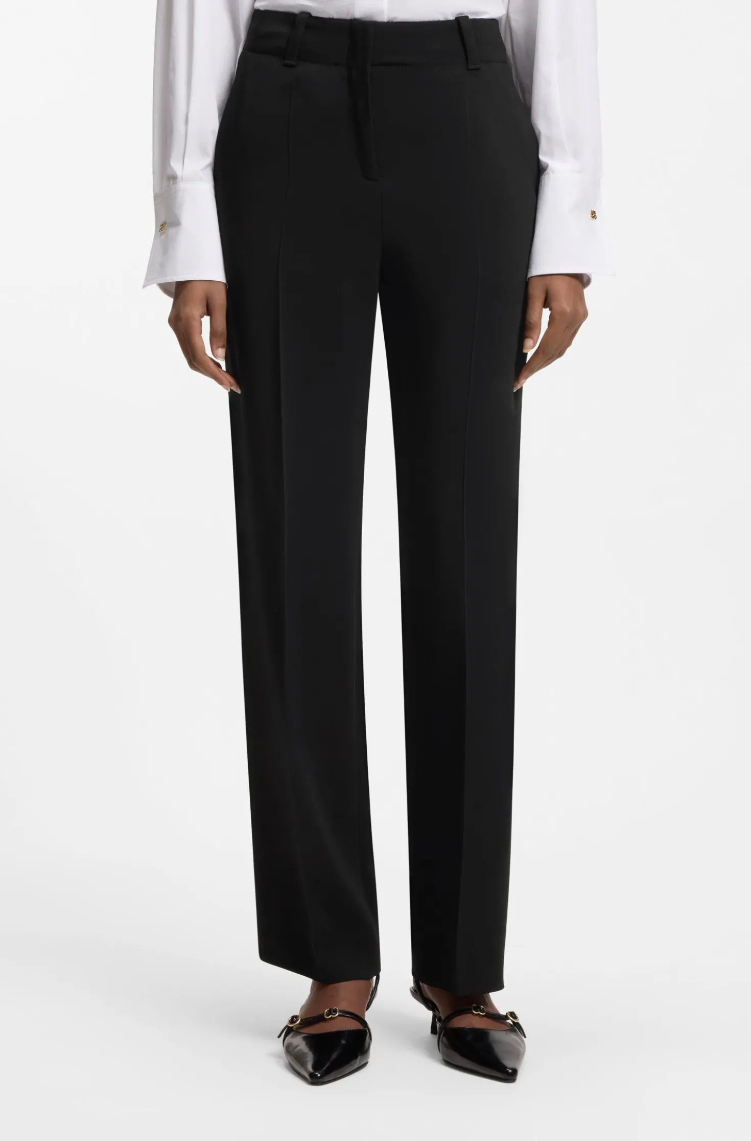 Regular-Fit Hose aus Stretch-Krepp